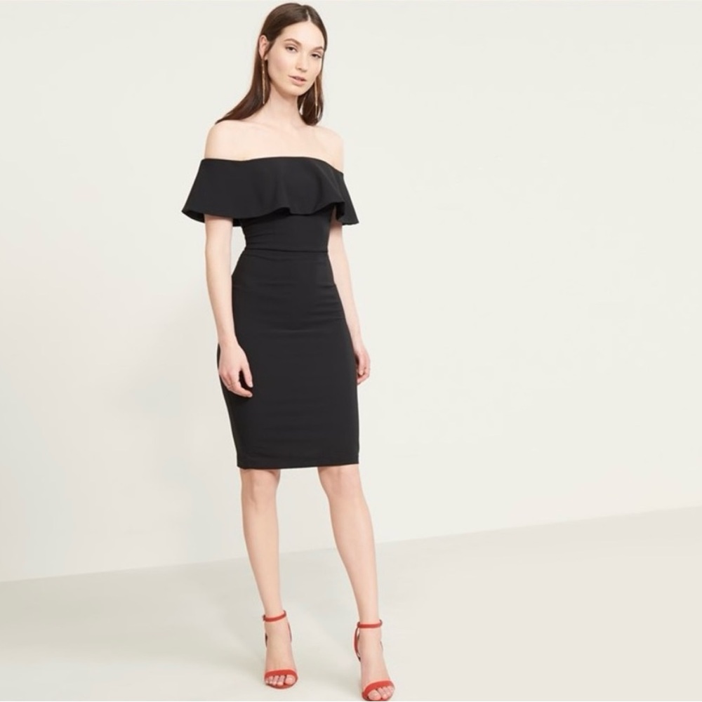 Dynamite ruffle off the shoulder dress in black
